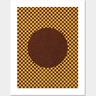 Brown and Yellow Checkered Design Posters and Art